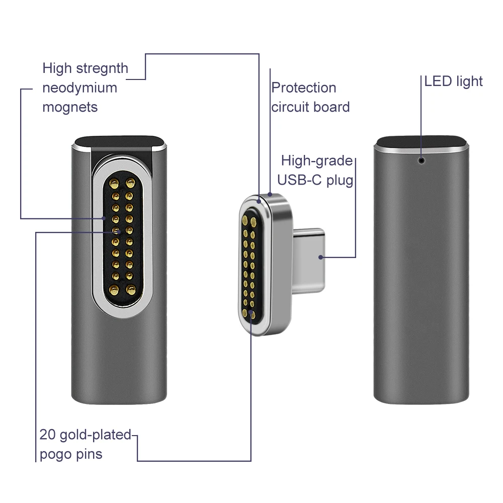 Магнитный адаптер USB C Type C- 3 1 VeIDI 4 K @ 60 Гц высокое разрешение поддерживает