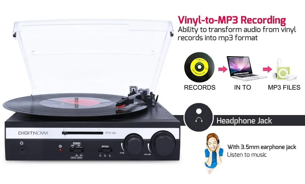 Проигрыватели винила LP проигрыватель/конвертер с шагом Управление тон
