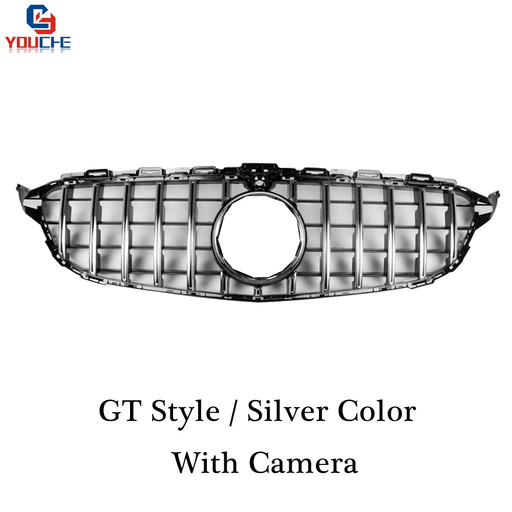 GT Silve with Camera Решетка Переднего Капота W205 для Mercedes C W205 AMG посылка C180 C200 C250 C300 C350- GT/Diamond/AMG стильная решетка - Цвет: GT Silve with Camera