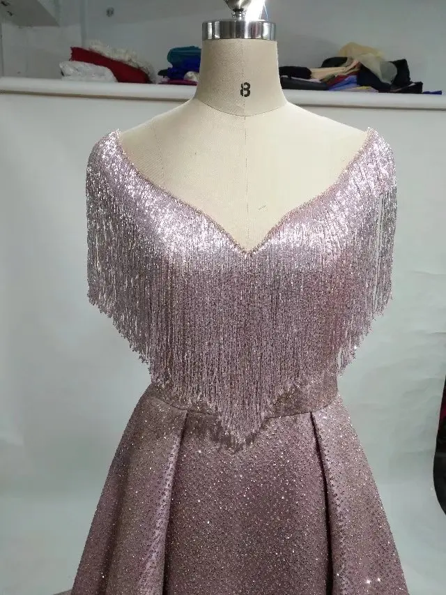 Bling fanatico Borlas de cabo vestido de formatura шикарное длинное платье-накидка с кисточками, выпускное платье с большим v-образным вырезом, Платья для особых случаев