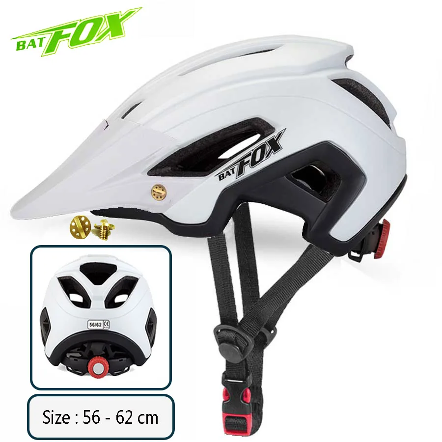 BATFOX Bicycle Helmet Men Women MTB Cycling Helmet Ultralight Big Visor Breathable Road Bike Helmet Outdoor Sport Ridding Helm - Цвет: White-White
