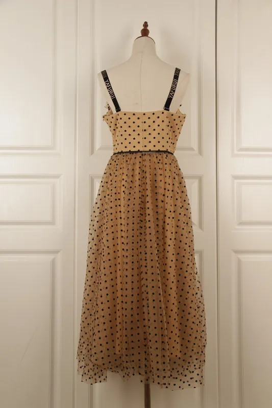 Богемное шикарное женское Сетчатое бальное платье средней длины в горошек 2019