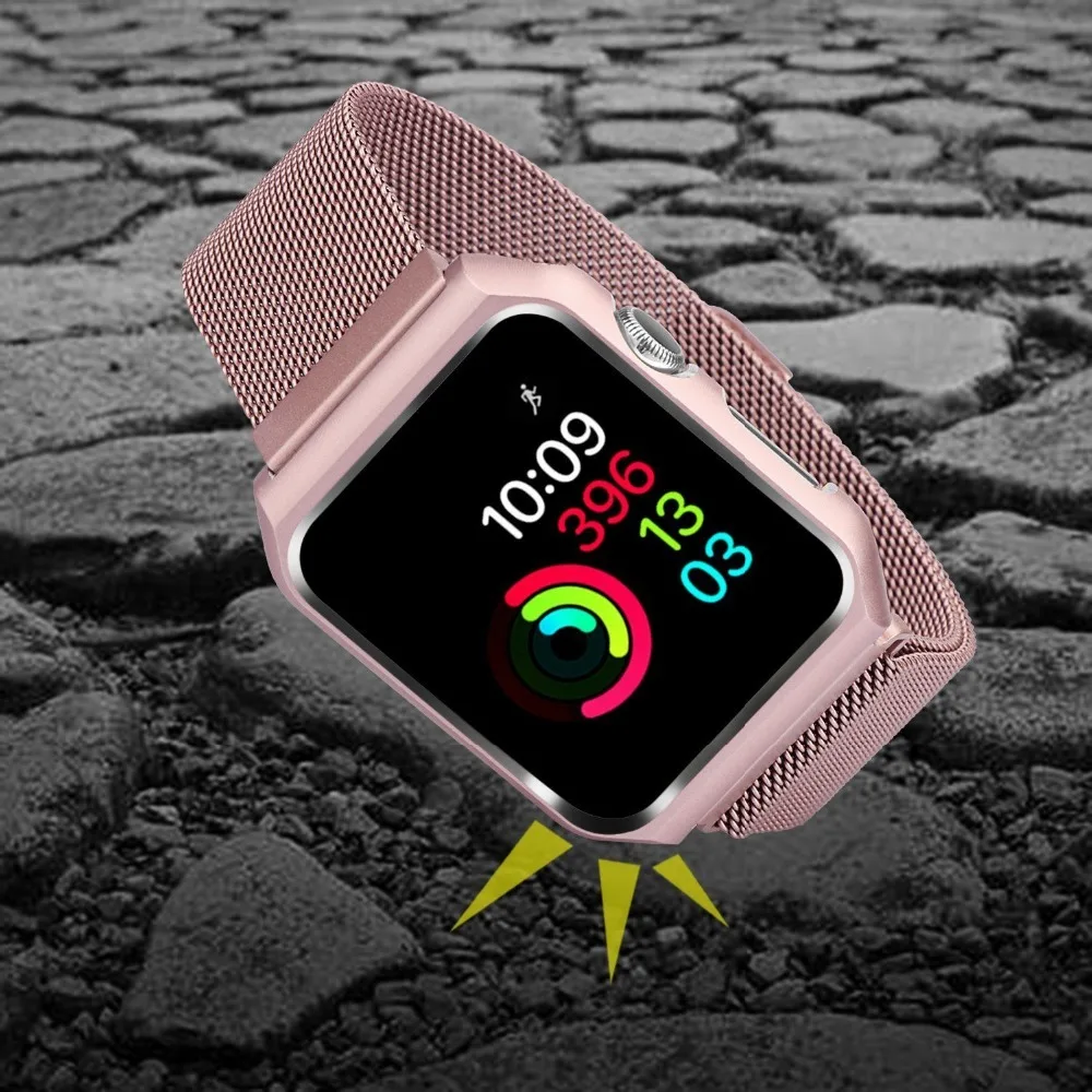 Миланский ремешок+ чехол для Apple Watch 42 мм, 38 мм, 44 мм, 40 мм, браслет из нержавеющей стали, наручные Ремешки для наручных часов iwatch 4 3 2 1