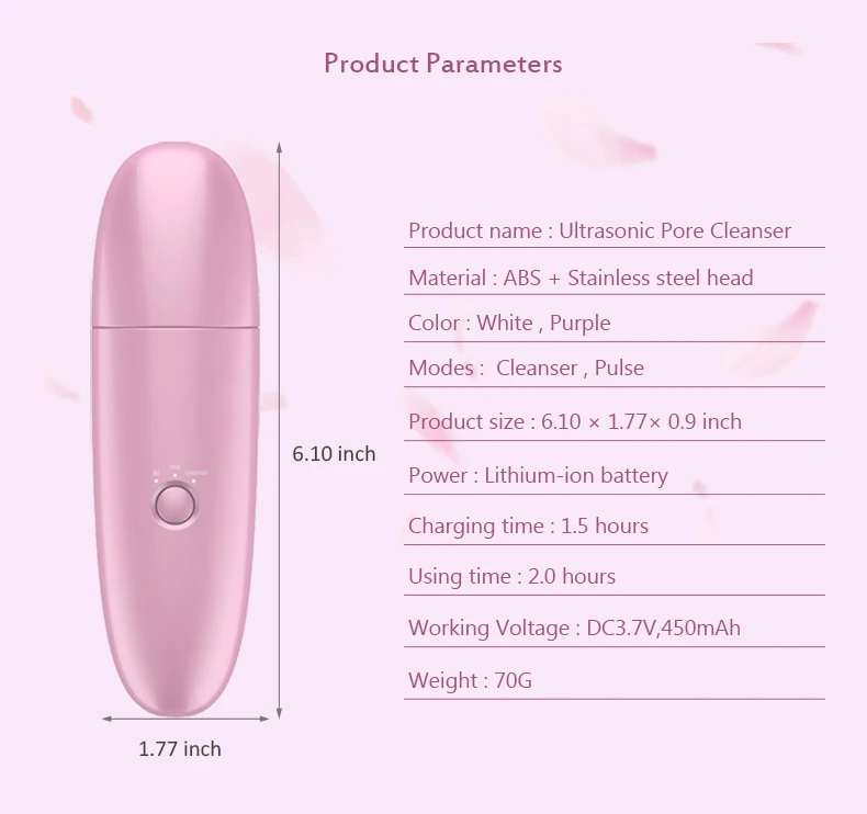 Ultrasonic Cleaner Face Skin Scrubber Acne Blackhead Removal Skin Massage Rechargeable Pore Cleanser Exfoliates Facial Cleansing