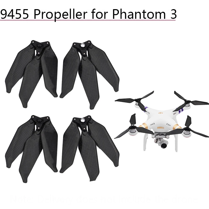 4pcs/2pair Carbon Fiber 9455 Foldable Propellers Low Noise 3-Blade Propeller for DJI Phantom 3 Pro/Adv/SE Props Accessories