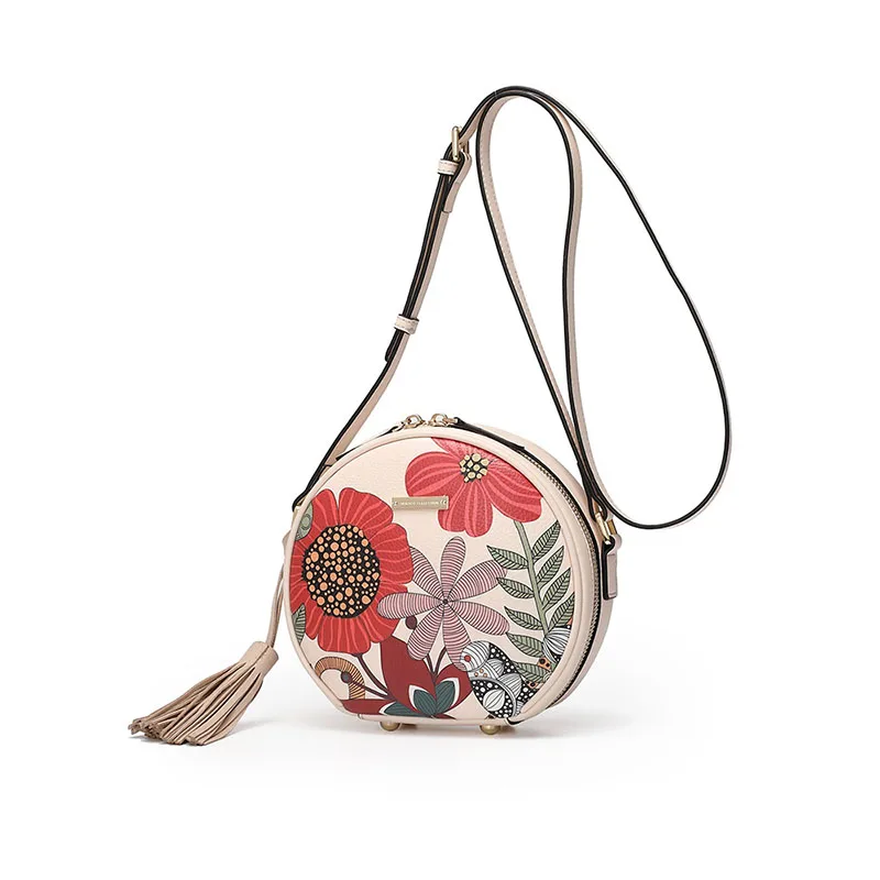 luxury women shoulder bag designer floral pattern circular crossbody bags for bolsos mujer de marca famosa 2019 | Багаж и сумки