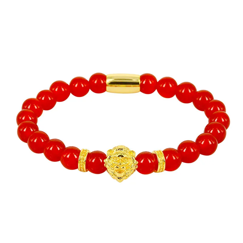 Новый дизайн браслет из красного оникса с бусинами мужской и женский модные