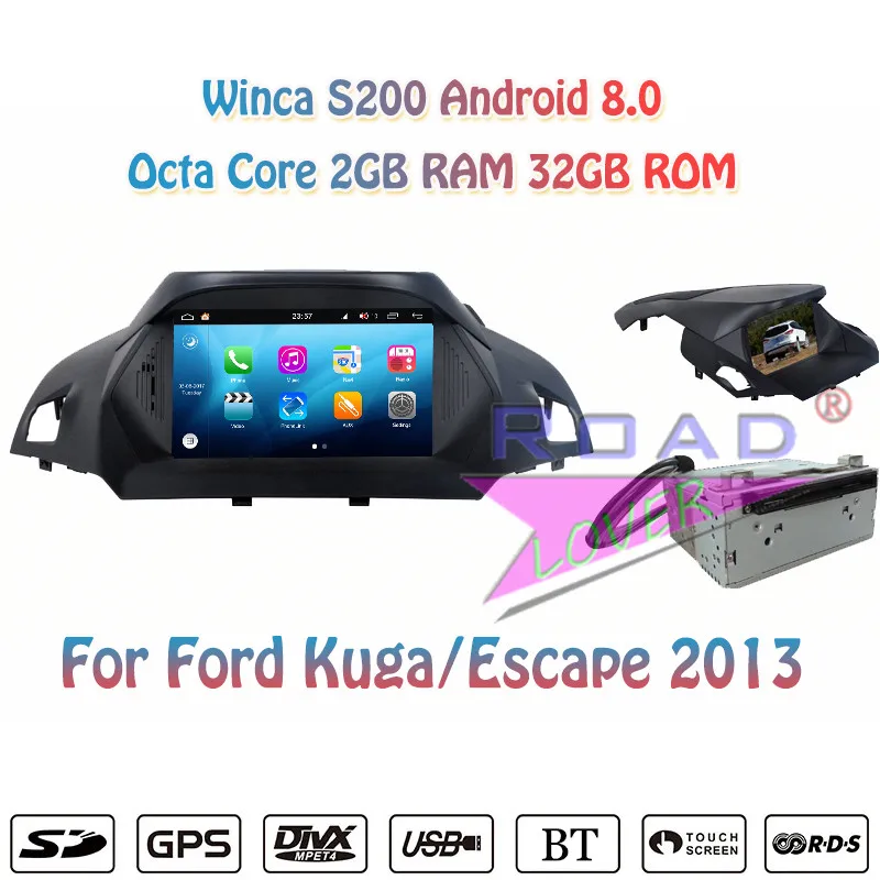 melhor Winca S200 Android 8.0 Carro Multimídia Dvd Player Rádio Para Ford Kuga Escape 2013-estéreo Gps Navegação Automagnitol Duplo Ruído
