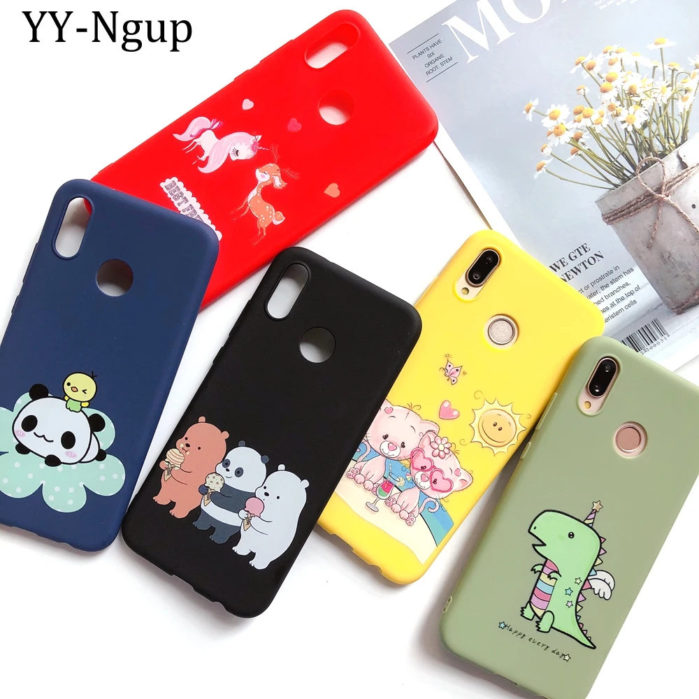 Y6 Y9 силикона, Не доставая его из чехла для huawei Y5 Y6 Y7 Prime чехол для телефона Kawaii панда покрытие с медведем для huawei Y5 Y6 Y7 Prime Y9 чехлы