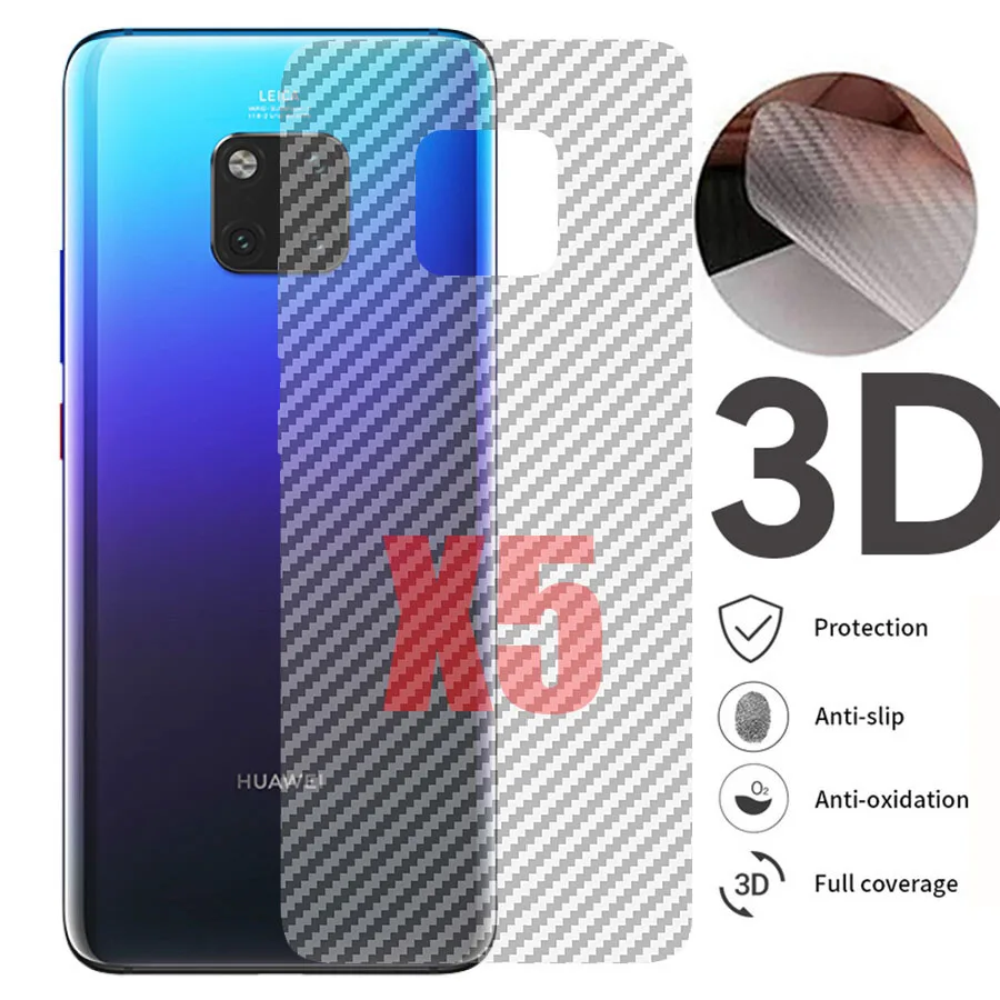 5 шт. 3D Защитная пленка для задней панели из углеродного волокна Huawei Mate 20 Pro Lite X