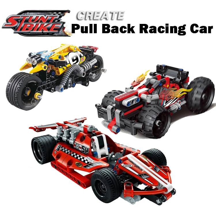 Legoings Pull Back Technic Car Racer MOC Truck DIY строительные блоки детские игрушки для детей Кирпичи