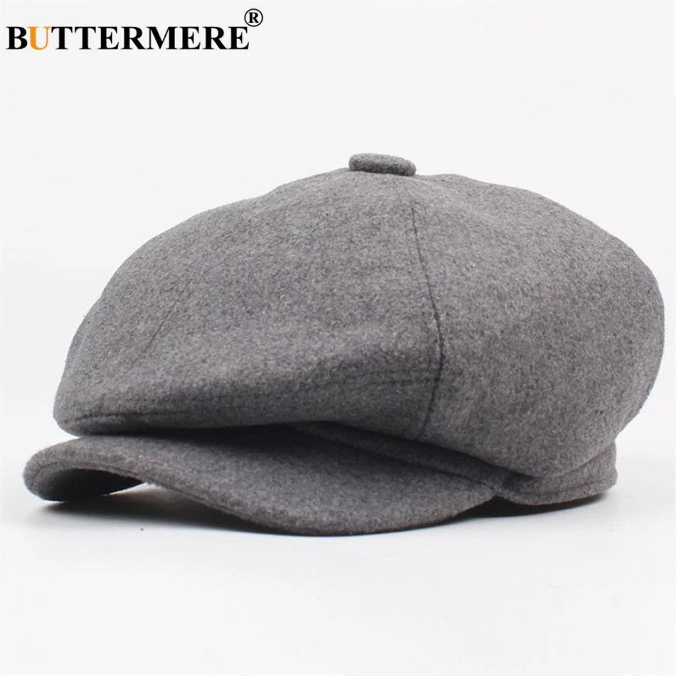 BUTTERMERE Beckham Newsboy Шапка для мужчин и женщин Duckbill берет однотонная плоская шапка плюща осень зима теплая мужская женская черная восьмиугольная шапка