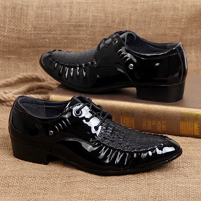 2018 New breathable lace-up Casual Men Loafers Autumn Mens Shoes Leather Men's Flats business casual Shoe patent leather | Обувь