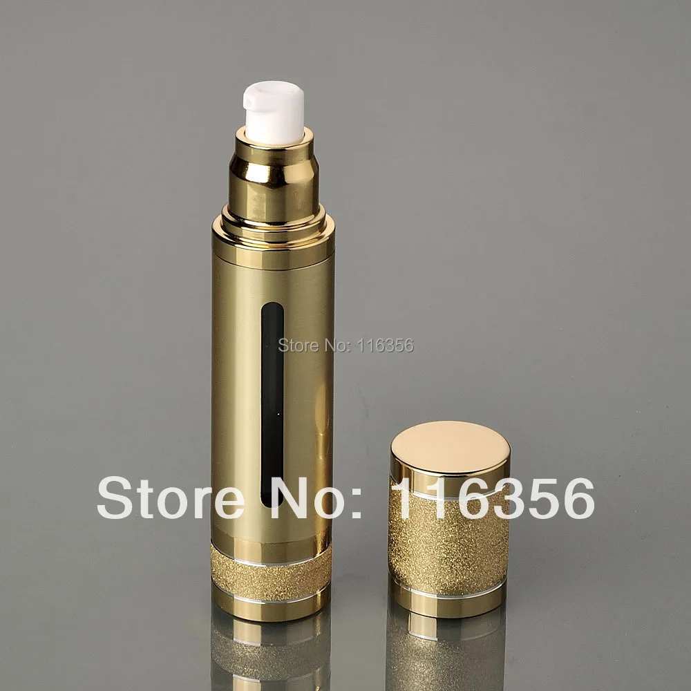 Золотая безвоздушная пластиковая бутылка для лосьона 50 мл с безвоздушным