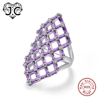 j c hollow square design emerald cut amethyst pink white topaz ruby spinel 925 sterling silver ring size 6 7 8 9 fine jewelry