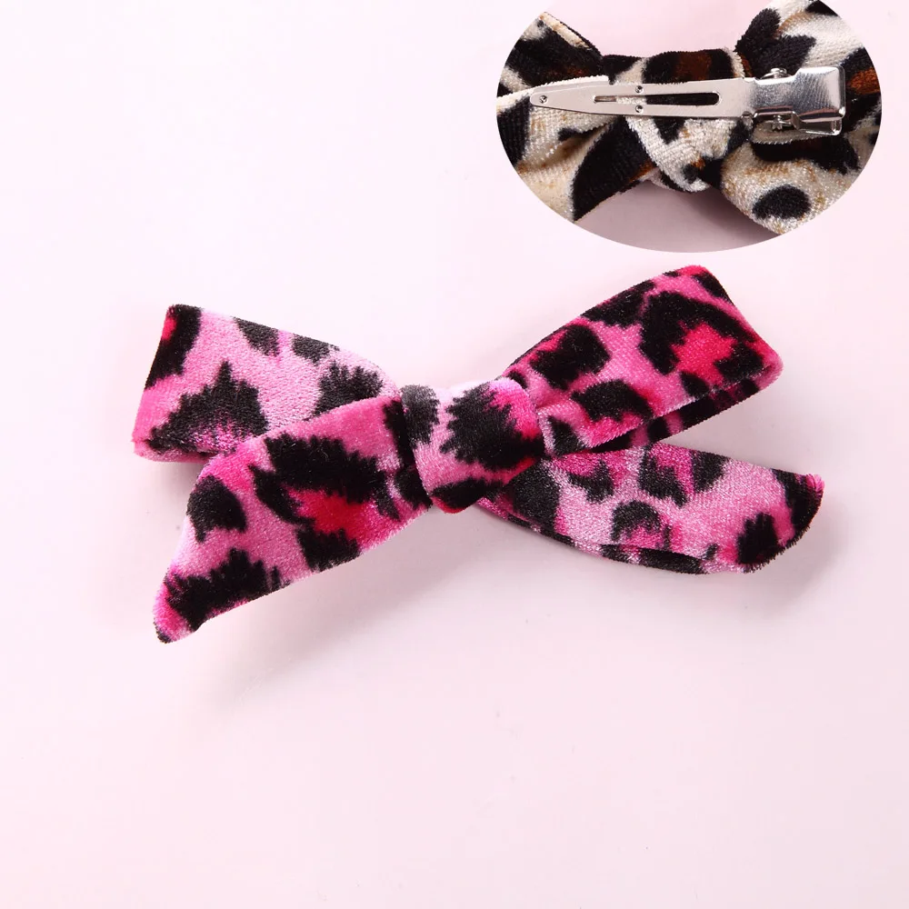 with hair clip 09 Бархатный ручной нейлоновый бант или зажим, Леопардовый принт заколки для волос, аксессуары для волос для школьниц - Цвет: with hair clip 09