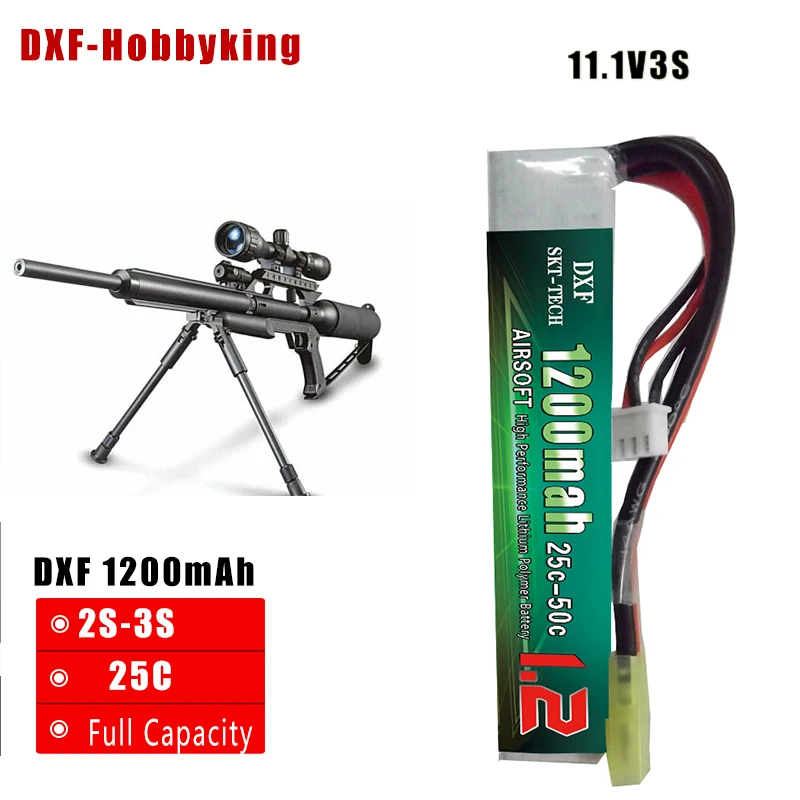 

2017 DXF Airsoft gun аккумулятор 3S RC Lipo батарея 11,1 В 1200 мАч 25C AKKU для мини-страйкбольного пистолета модель Tamiya Connector