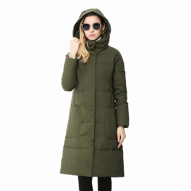 Зимняя женская куртка на утином пуху со скрытым карманом и 80% белым утиным пухом