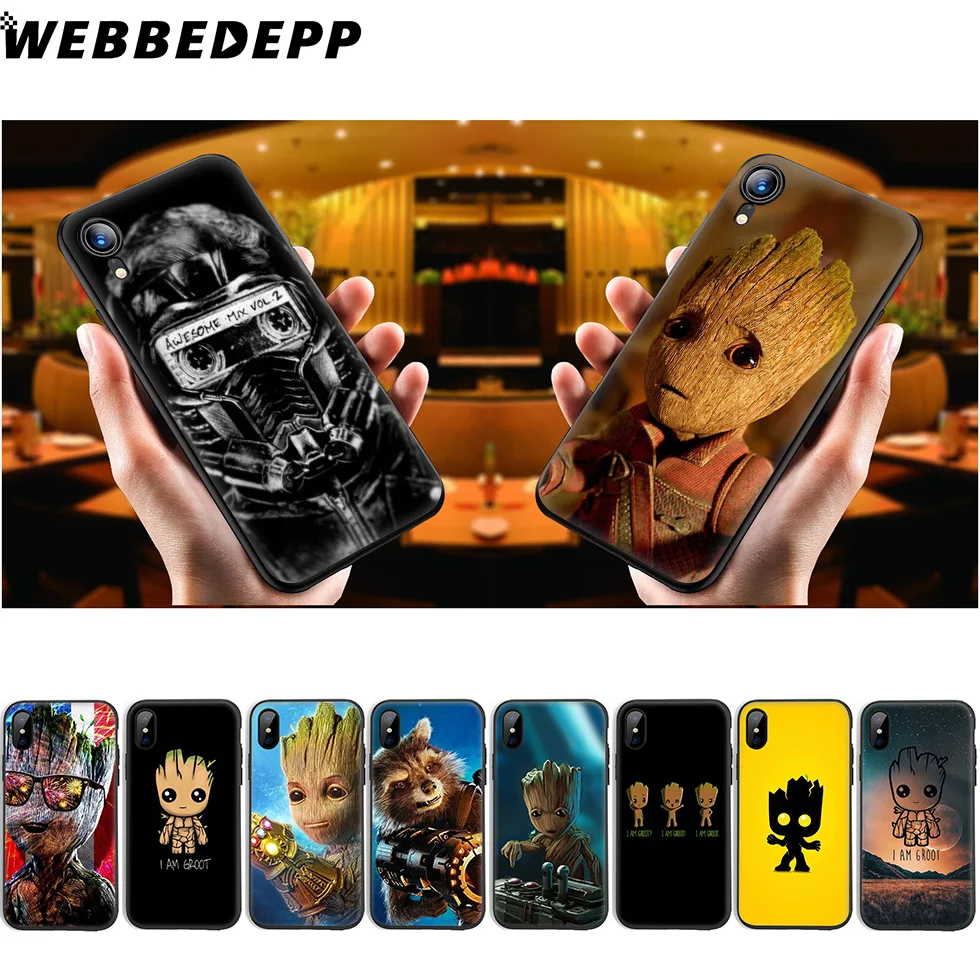 WEBBEDEPP стражи для Galaxy Groot Мягкий силиконовый чехол iPhone 11 Pro Xr Xs Max X или 10 8 7 6 6S Plus 5 5S SE