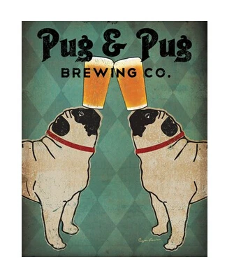 Животный Мопс и классический стильный пользовательский модный тату на стену