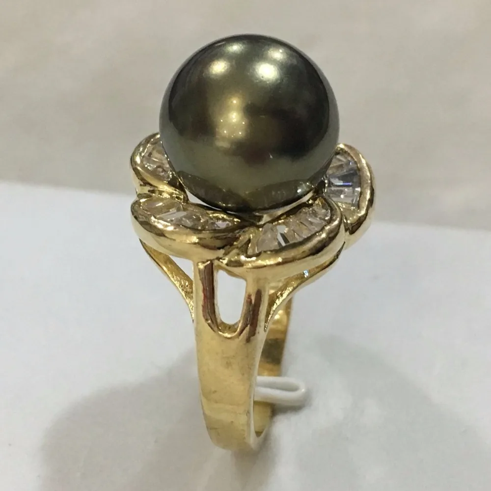 R010 Новое Элегантное кольцо с инкрустацией из кристаллов 18kgp в форме цветов 12 мм