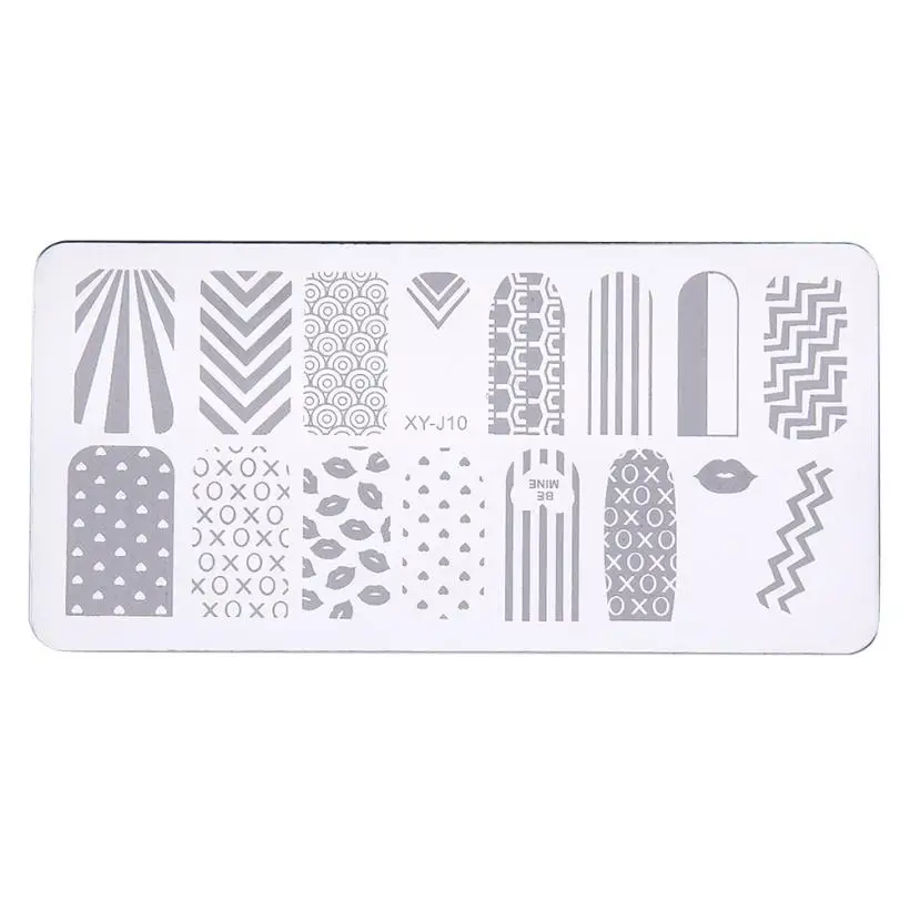 J010 12*6 см J08-J015 серии ногтей штамповки пластины DIY изображения пластиковые дизайн ногтей маникюр шаблоны салон красоты лак Инструменты для печати - Цвет: J010
