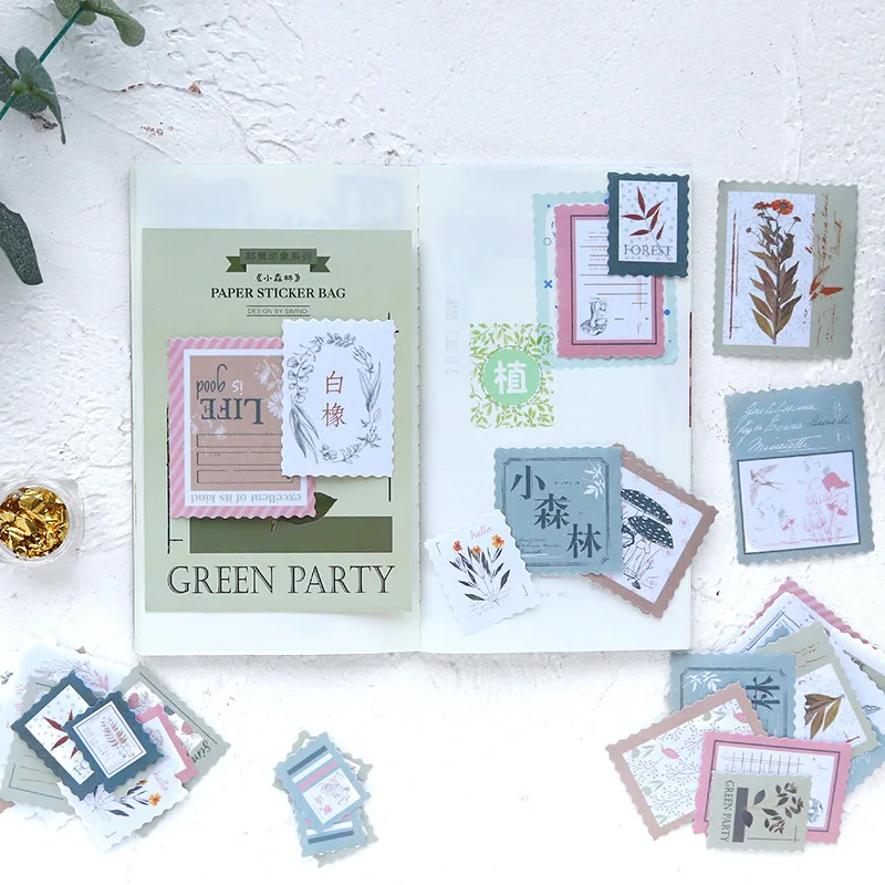 40 шт./лот винтажные штампы с растениями бумажные наклейки декоративные сделай