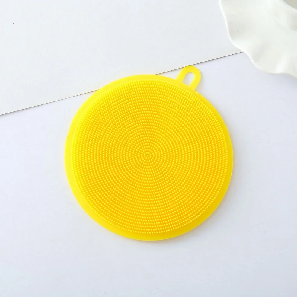 SiliconeSpongeYellow New Better Magic Sponge Silicone Scrubber For Mild Scrubbing Brush Bowl Pot Pan Cleaner Heat-resistant Pads 1PC Dropshipping - Цвет: SiliconeSpongeYellow