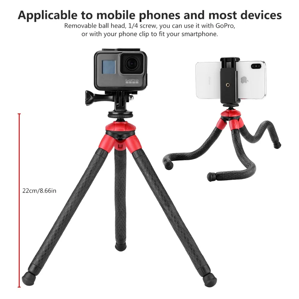Ulanzi легкий штатив камера держатель Гибкий монопод с Ballhead для iPhone 7 8 X Xs samsung xiaomi Gopro