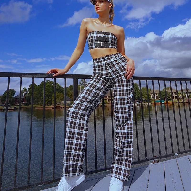 Комплект из двух предметов: сексапильный Топ без бретелек + широкие брюки женский