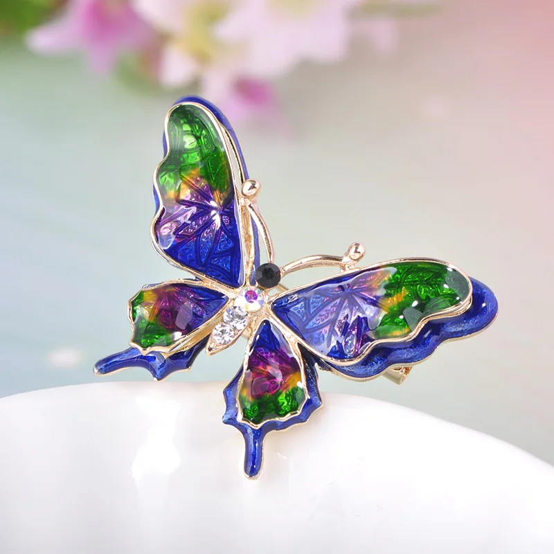 Funmor Красочные бабочки эмаль шпильки циркониевая Брошь для женщин женское