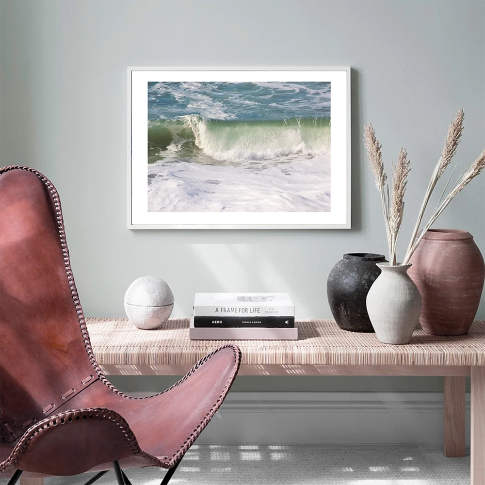 Настенный скандинавский художественный плакат bieven с морскими волнами и перьями