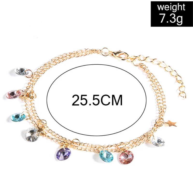 Женский ножной браслет с звездой комплект из 2 шт./компл. цепочка круглыми