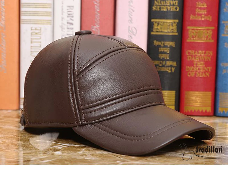 Gorras, зима, военные шапки Haisum, натуральная кожа, Мужская военная шапка, шапка, лучшее качество, папа, Воловья кожа, для взрослых, одноцветная, регулируемая