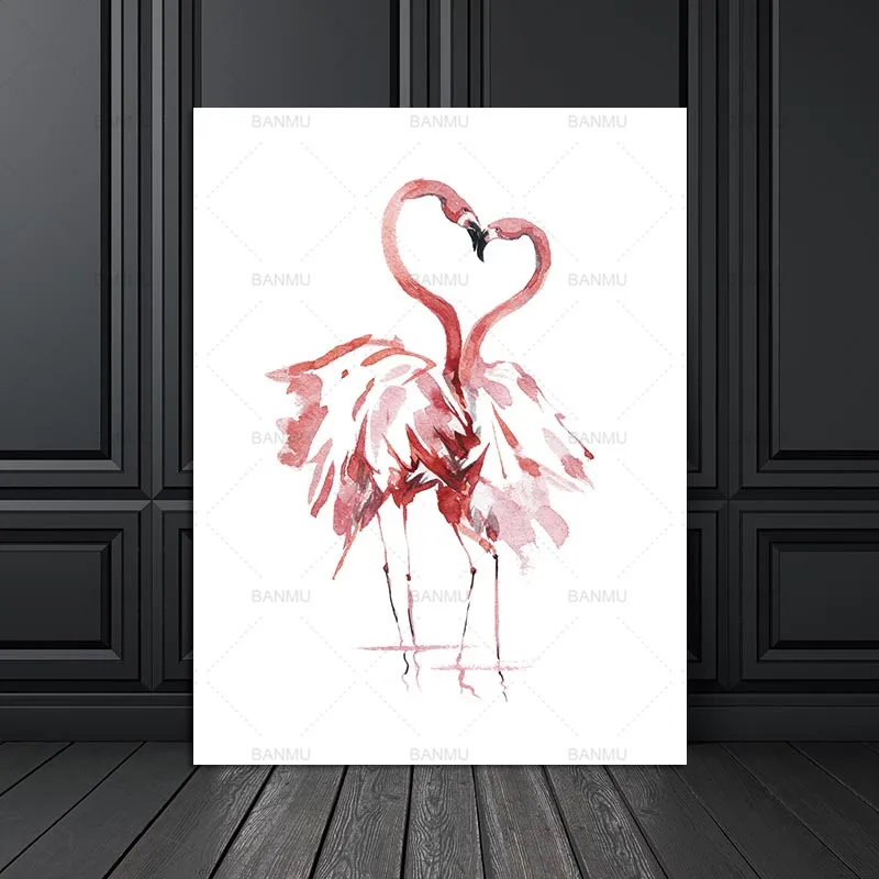 

canvas painting Watercolor Flamingo Canvas Art Print Painting Poster Wall Pictures for Home Decoration Giclee Print Wall Decor