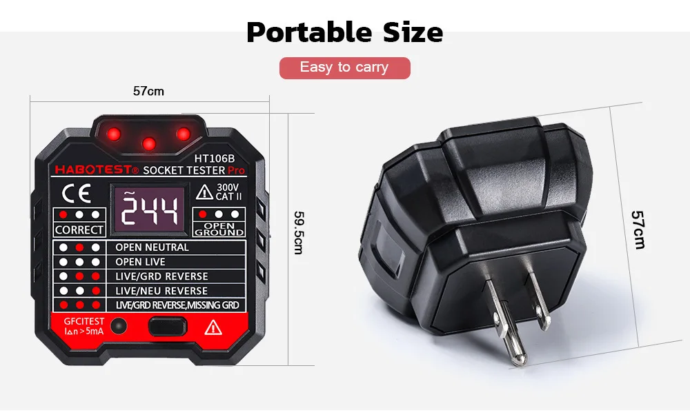 HT106B HT106D HT106E цифровой дисплей Разъем тесты er plug полярности фазы контрольный детектор напряжение тесты multi-function electroscope