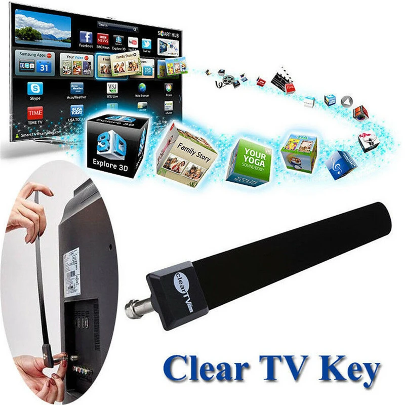 Чистая ТВ ключ HDTV ТВ-палка спутниковая внутренняя цифровая антенна Канатный кабель