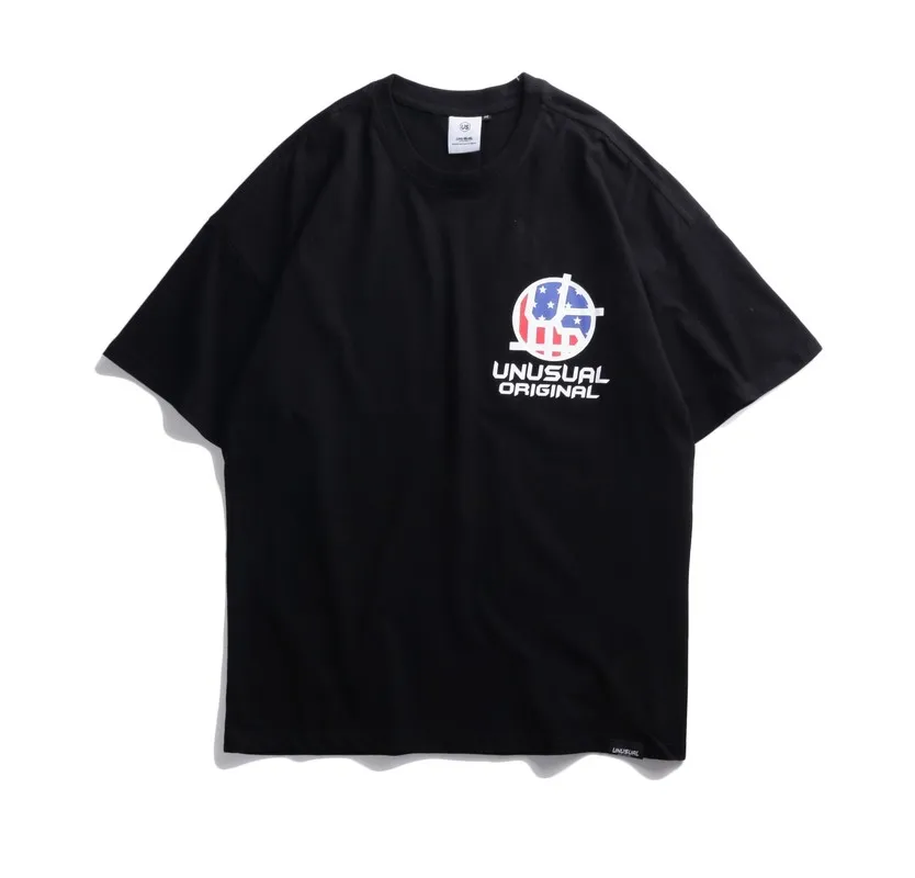 US Flag Logo Printed Mens T-shirt Oversize High Street Sweatshirt Top Short Sleeve Tees Casual Cotton Brand Cloth Male T-shirts | Мужская
