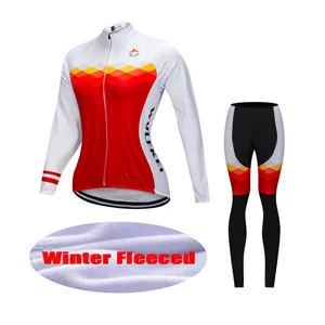 Winter long set Wolfkei бренд Для женщин Велосипедная Форма Длинные Зимний комплект Термальность долго комплект Открытый велосипед спортивной Ropa Ciclismo Велоспорт Джерси - Цвет: Winter long set