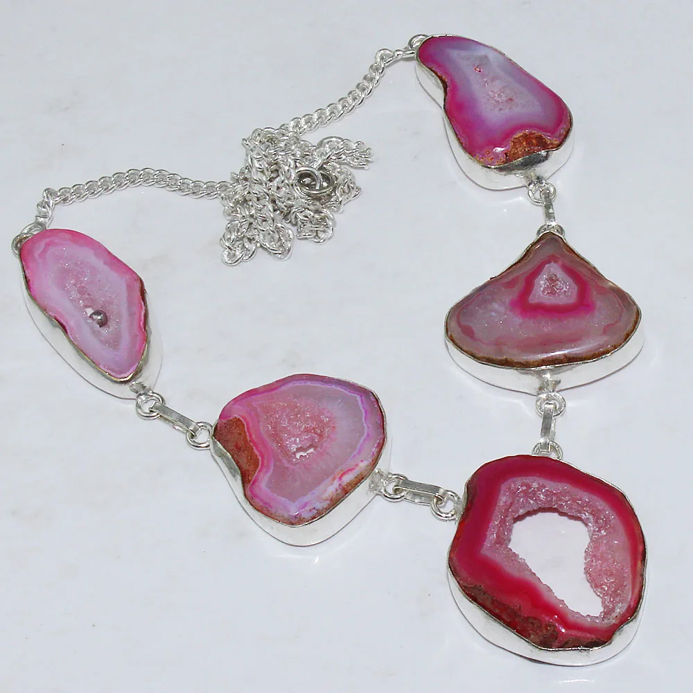 

Солнечная Druzy ожерелье серебряное покрытие над медью, 53 см, N1590