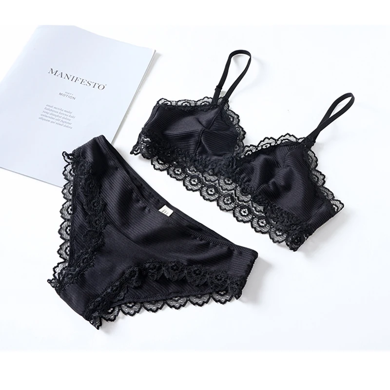 Бюстгальтер женский кружевной в полоску пикантный Бралетт из ледяного шелка