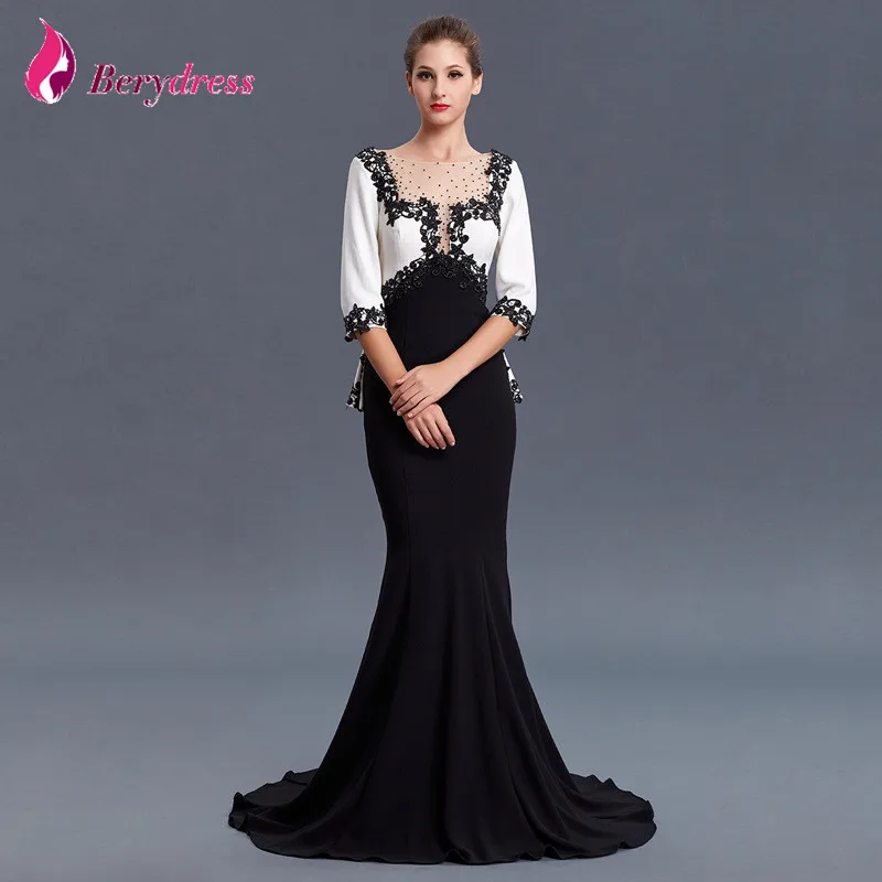 Черный мать Невесты Платья для Свадьбы О образным вырезом С Длинным Рукавом