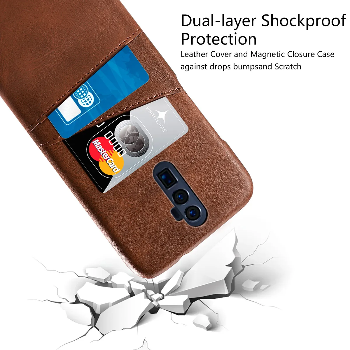 for Oppo Reno 5G Case Soft PU Leather PC Back with Credit Card Holder Shockproof Cover OPPO A9 Luxury |