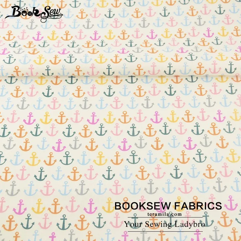 Booksew Вышивание ткани яркий Цвет якорь 100% хлопок саржа Ткань для ребенка beding кукла