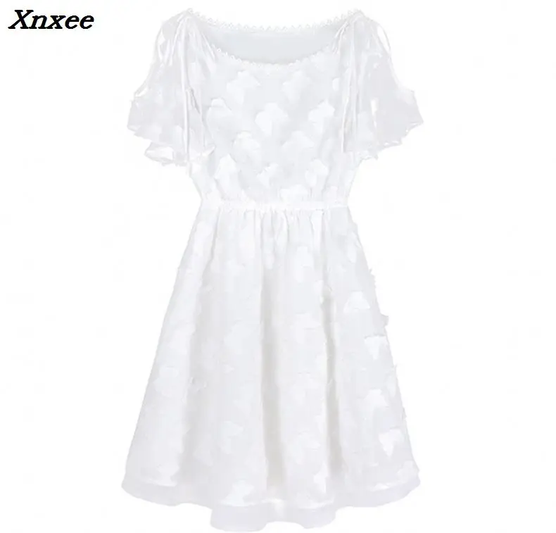 High Quality O-neck Party Dresses Women Elegant Flare Sleeve Dress Female 2018 Summer Slim Short Chiffon Vintage Vestidos | Женская