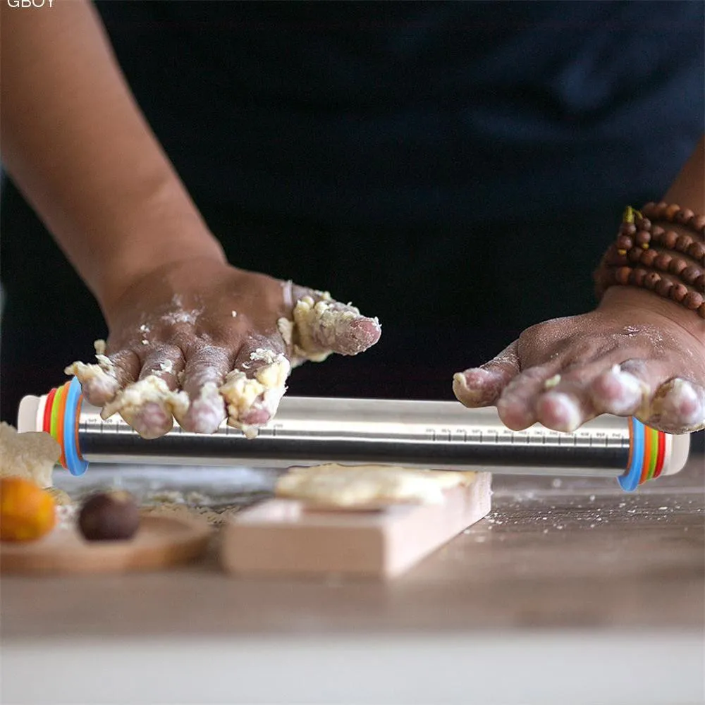 Регулируемые Вертлюги из нержавеющей стали штырь с коврик для теста тесто ролик 4