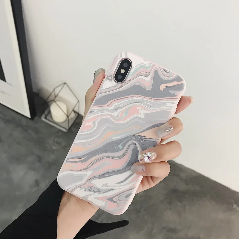 Netarlier Fashion Pastel Marble Case For iPhone 6Plus Pink Black Moonstone 6s Plus 5.5inch Protective Silicon Soft Phone |