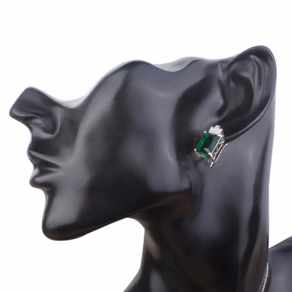 CC модные ювелирные изделия серебряные серьги для женщин Роскошные зеленые камни