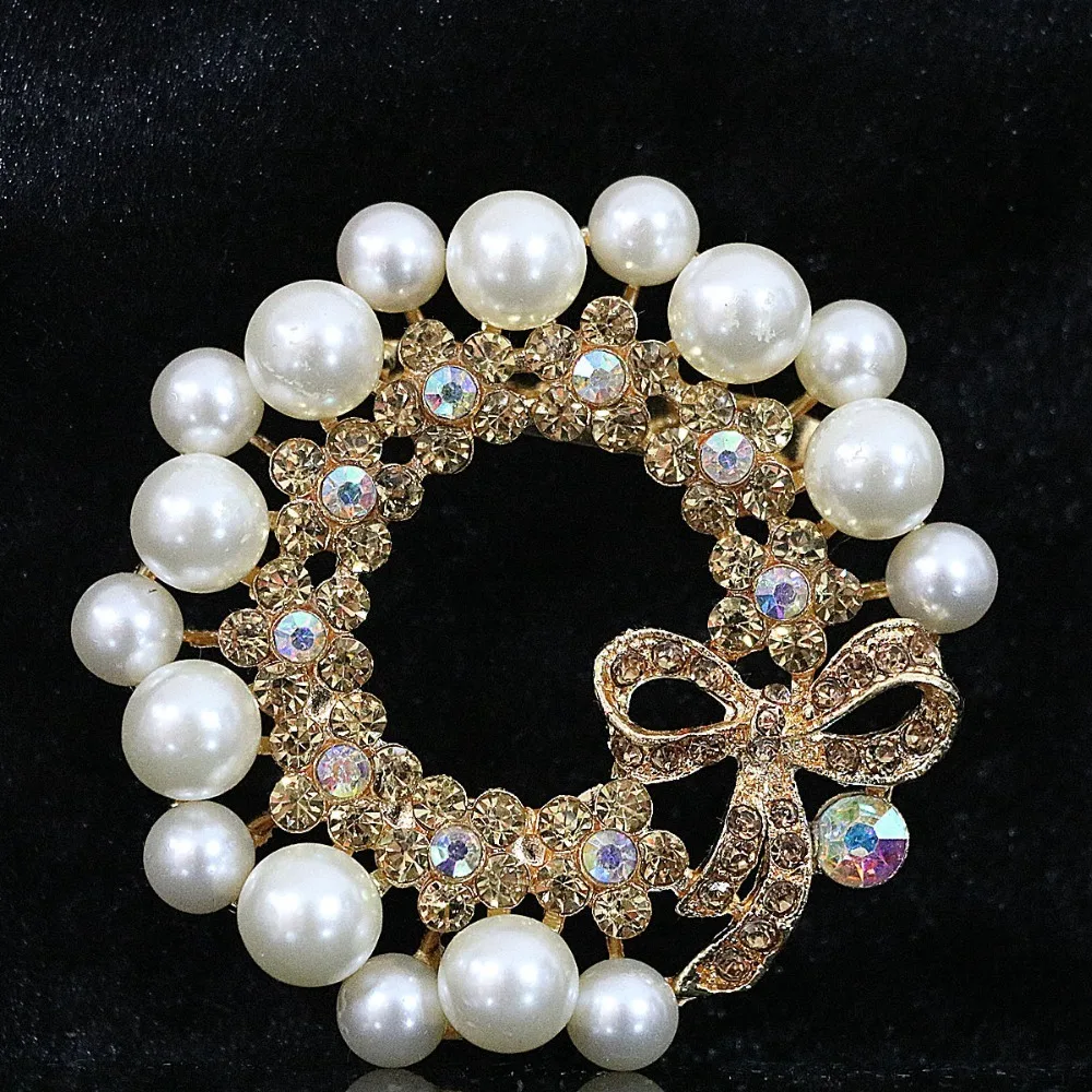 Бесплатная доставка многоцветный большой брошь Дор женщин 61 мм со стразами Белый