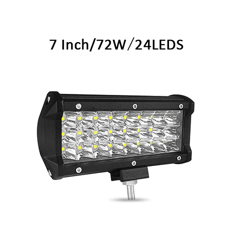 7 Inch 72W Четырехъядерным процессором рядов 4 7 12 16 20 Гавайская гитара 23 дюймов Светодиодные ленты светодиодный светильник бар рабочий светильник комбо балка для вождения Offroad Лодка автомобиль тягач 4x4 SUV - Цвет: 7 Inch 72W
